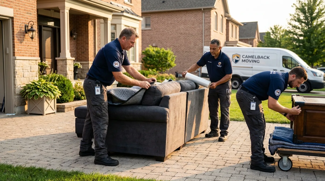 Large estate moving crew wrapping furniture in Rio Linda, CA