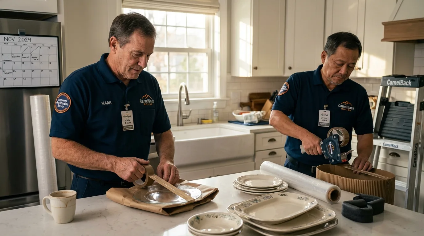 Professional crew packing kitchen dishware in Rio Linda, CA